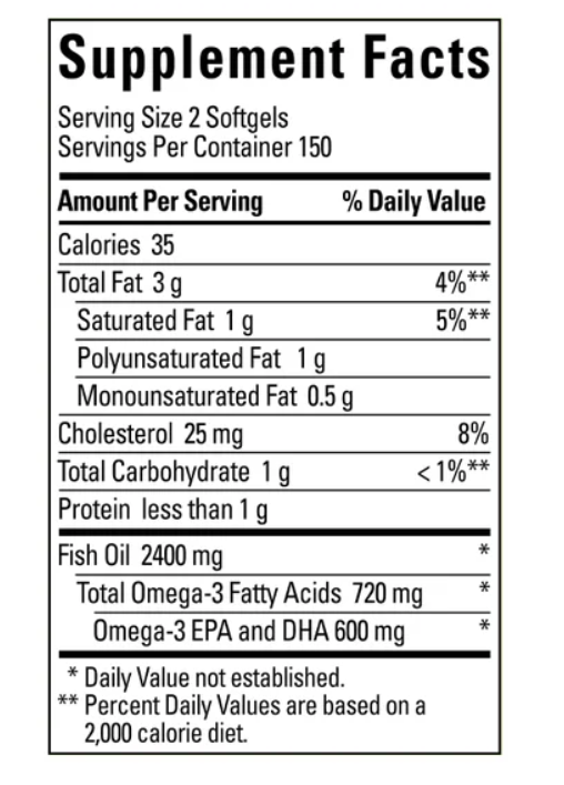 Aceite de pescado Nature Made 1200 mg, 300 cápsulas blandas