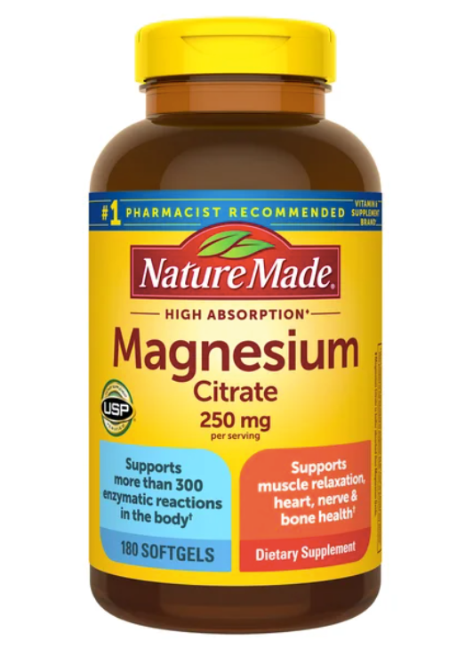 Citrato de magnesio Nature Made 250 mg, 180 cápsulas blandas