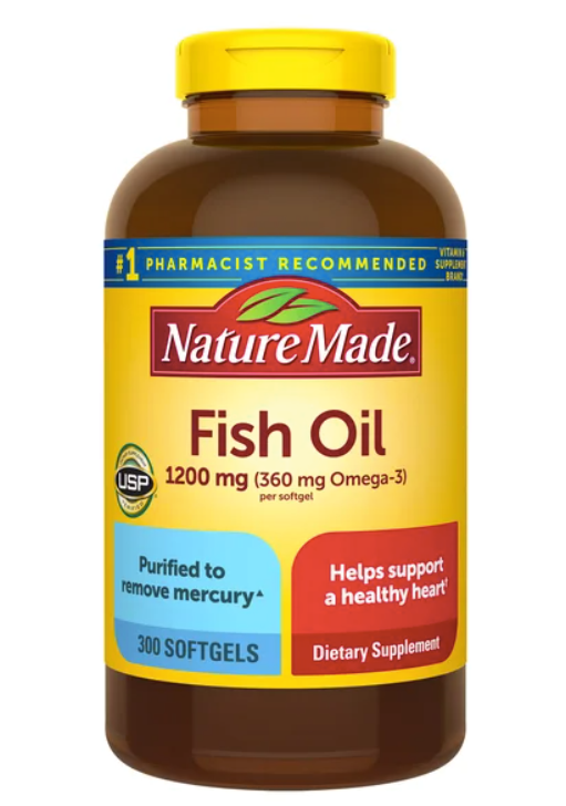 Aceite de pescado Nature Made 1200 mg, 300 cápsulas blandas